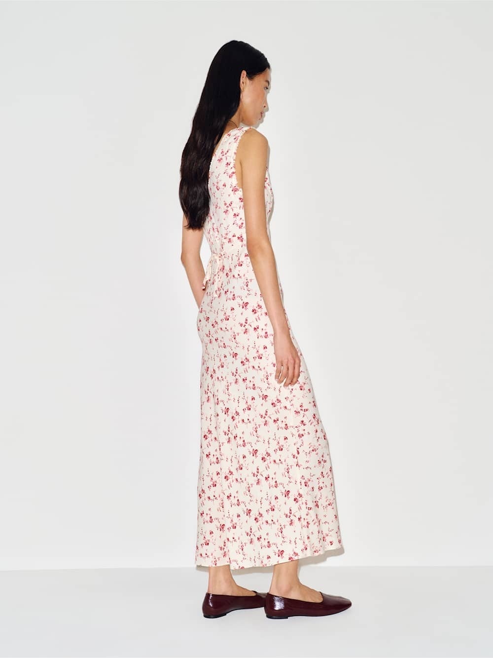 NEW Reformation Anna-Claire Midi V-neck Dress Rosalie White Floral | size XS - Picture 4 of 14